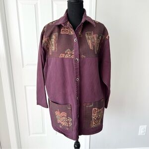 Handmade Tapestry Patchwork Western Style  Button Down Jacket